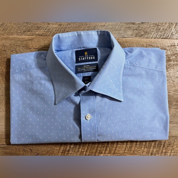 Stafford Shirt Blue XL Sz 17.5 34/35 Cotton Blend Travel - Picture 8 of 8